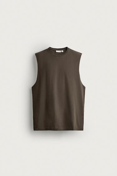 LIGHTWEIGHT RELAXED FIT TANK TOP - Brown by Zara