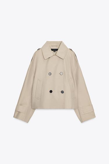 SHORT DOUBLE-BREASTED TRENCH COAT - camel by Zara