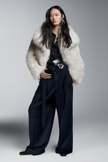 FAUX FUR JACKET ZW COLLECTION - Ecru by Zara