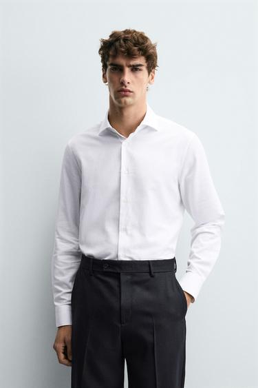 REGULAR FIT TEXTURED SHIRT - White by Zara