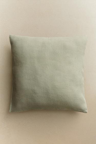 HERRINGBONE CUSHION COVER - Blue / Green by Zara