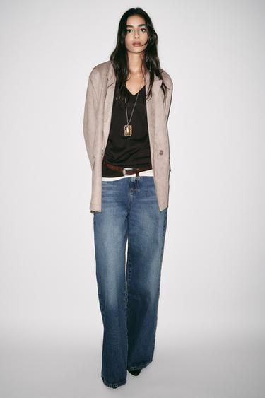 FAUX SUEDE BLAZER - Brown / Taupe by Zara