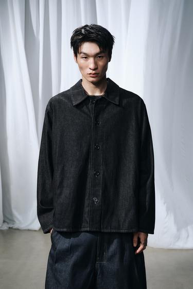 RELAXED FIT DENIM OVERSHIRT - Blue by Zara