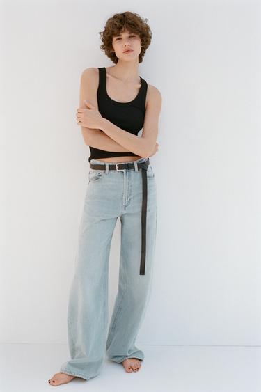 TRF EXTRA WIDE-LEG HIGH-WAIST JEANS - Light blue by Zara
