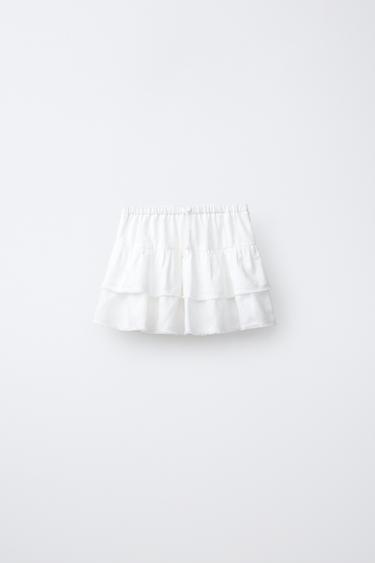 RUFFLED SKORT WITH LACE TRIM - White by Zara
