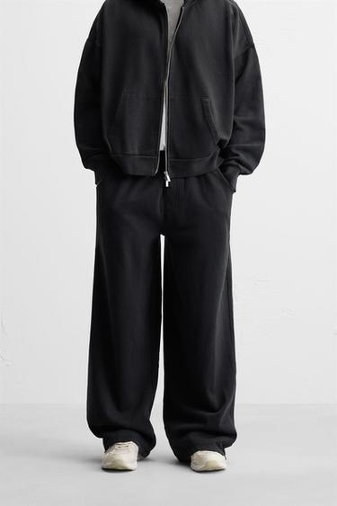 WASHED WIDE-LEG JOGGERS - Dark grey by Zara