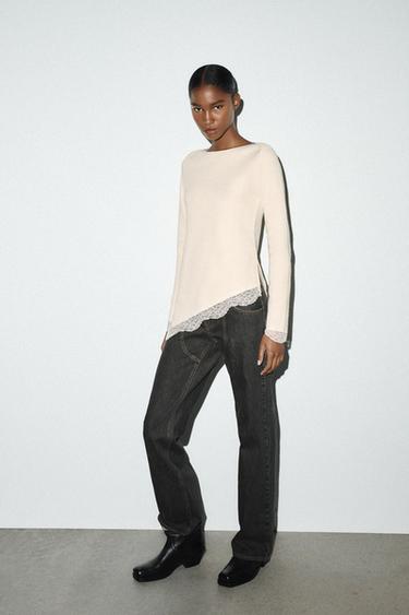 SOFT-TOUCH LACE TOP - Ecru by Zara