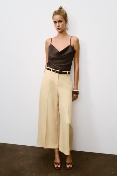 CULOTTE TROUSERS WITH BELT - Yellow by Zara