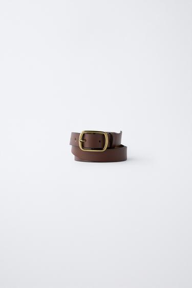 100% LEATHER BELT - Brown by Zara