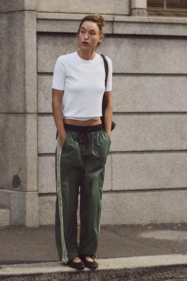 BASIC PLAIN KNIT SHORT SLEEVE TOP - White by Zara - Image 0