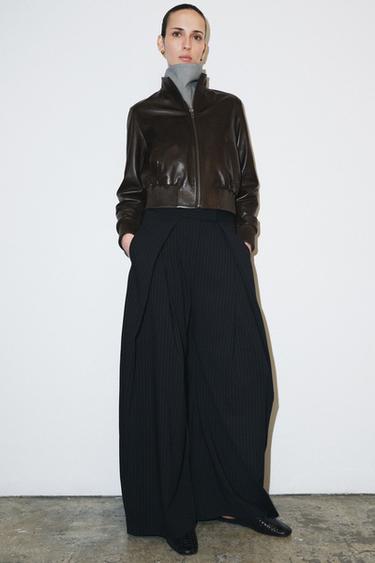 ZW COLLECTION WIDE-LEG PINSTRIPE TROUSERS - striped by Zara