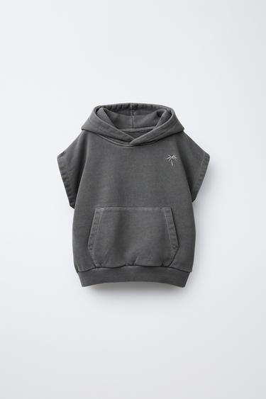EMBROIDERED PALM TREE HOODED GILET - Anthracite grey by Zara - Image 0