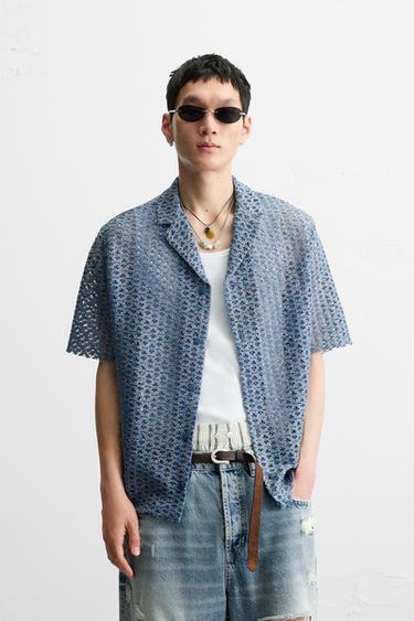 OPEN TEXTURED SHIRT - Light blue by Zara