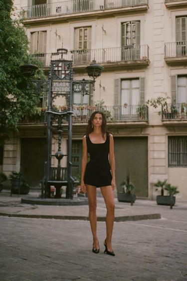 STRETCH TOP WITH BOWS - Black by Zara