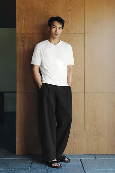 REGULAR FIT KNIT T-SHIRT - Oyster-white by Zara