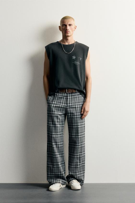 WASHED PRINTED KNIT TANK TOP - Faded black by Zara - Image 0