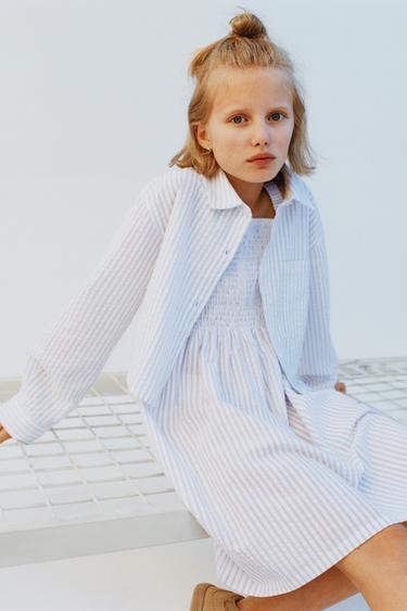 STRIPED DRESS AND CROPPED SHIRT SET - Oyster-white by Zara