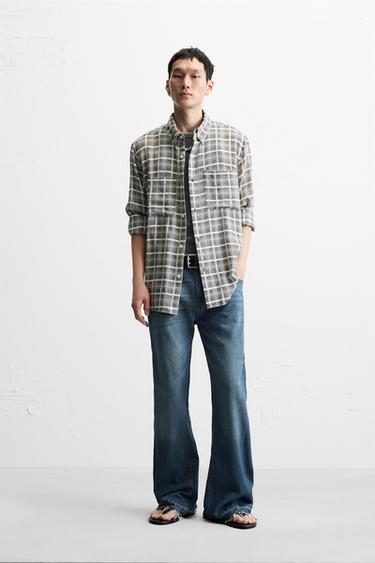 FLOWING CHECK SHIRT - Grey by Zara - Image 0