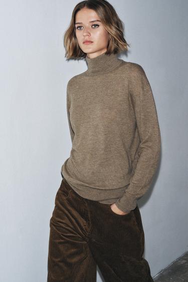 100% EXTRA SOFT WOOL SWEATER - Brown / Taupe by Zara