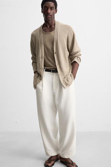 RELAXED FIT PLEATED TROUSERS - Ecru by Zara