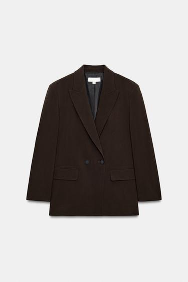 OVERSIZED DOUBLE-BREASTED BLAZER - Brown by Zara