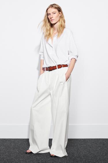 HENLEY T-SHIRT WITH LINEN BLEND - White by Zara