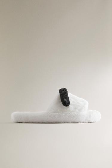 FAUX FUR PANDA SLIPPERS - White by Zara