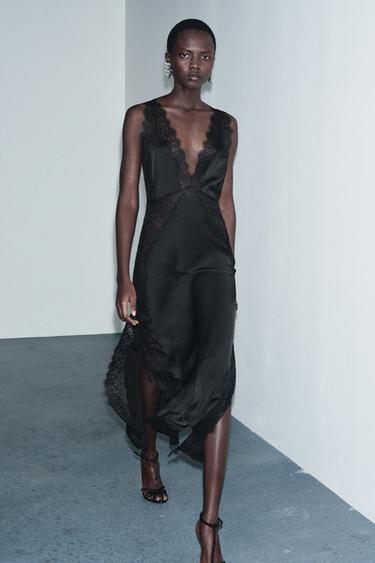 ZW COLLECTION LIMITED EDITION SATIN LACE DRESS - Black by Zara