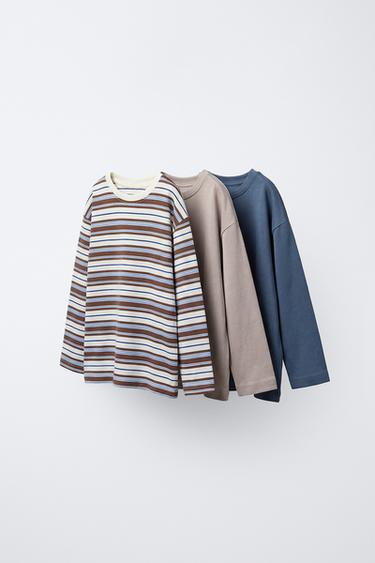 3-PACK OF STRIPED AND PLAIN T-SHIRTS - Lilac by Zara