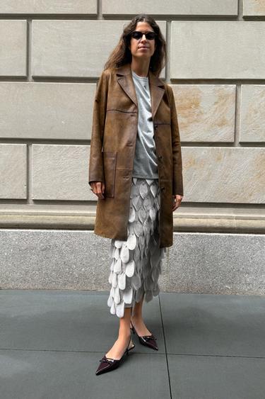 ZW COLLECTION BEADED MIDI SKIRT - Light grey by Zara