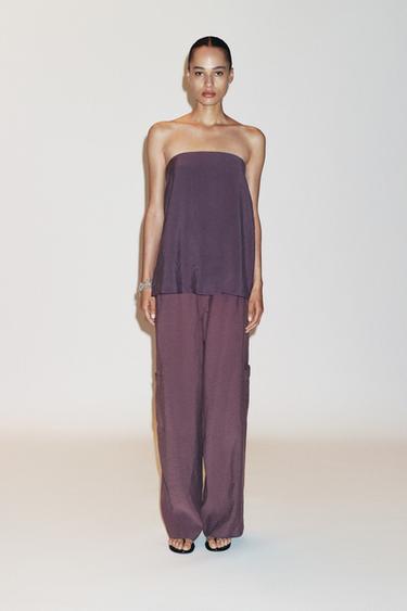 FLOWING BANDEAU TOP - Purple by Zara