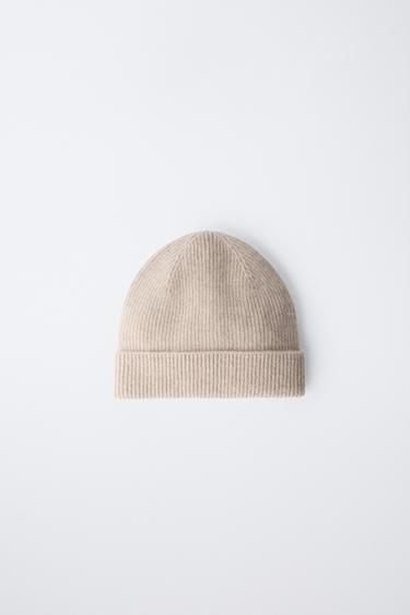 100% CASHMERE RIBBED BEANIE - Ice by Zara