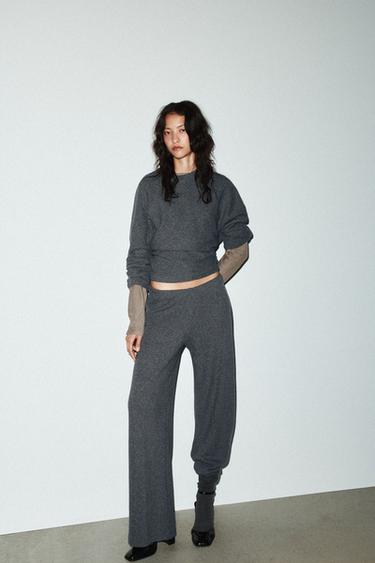 SOFT WIDE-LEG TROUSERS - Grey marl by Zara