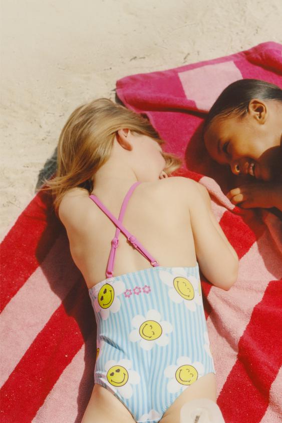 2-6 YEARS/ STRIPED SMILEYWORLD ® SWIMSUIT - Turquoise by Zara - Image 0
