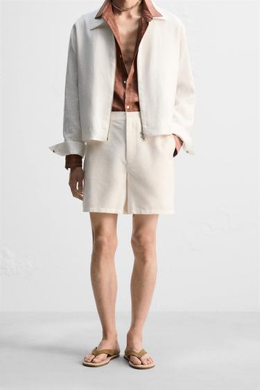 RELAXED FIT BERMUDA SHORTS - White by Zara