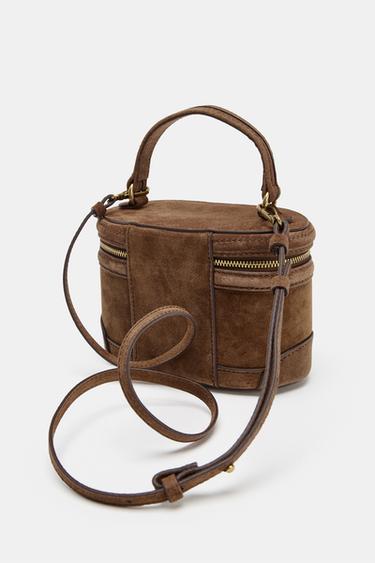LEATHER VANITY HANDBAG - Brown by Zara