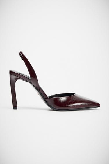 SQUARE-TOE HEELS - Burgundy Red by Zara