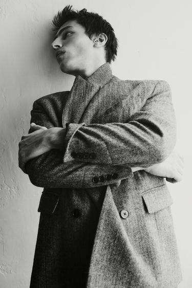 HERRINGBONE WOOL BLEND SUIT BLAZER - Grey by Zara