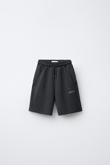 SPORTY BERMUDA SHORTS WITH SLOGAN - Anthracite grey by Zara