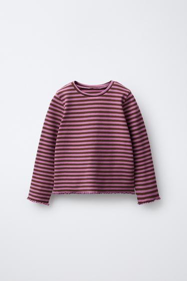WOVEN STRIPE T-SHIRT - Pink by Zara