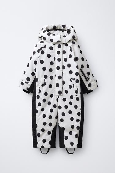 LONG WATER-RESISTANT AND WINDPROOF POLKA DOT JUMPSUIT - Ecru by Zara
