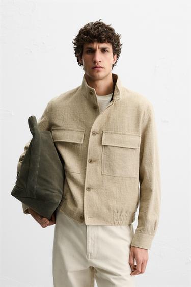 LINEN - COTTON BLEND JACKET - Light beige by Zara