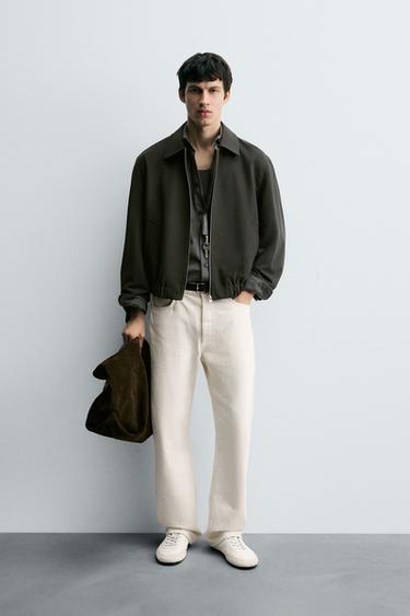 TEXTURED TWILL JACKET - Grey green by Zara