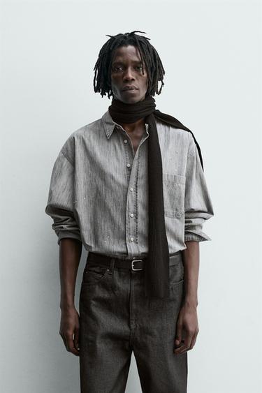 SPLASH-WASH DENIM SHIRT - Anthracite grey by Zara