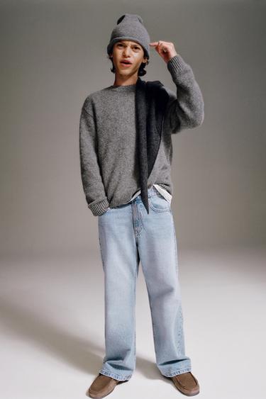 WOOL BLEND KNIT BEANIE - Grey by Zara