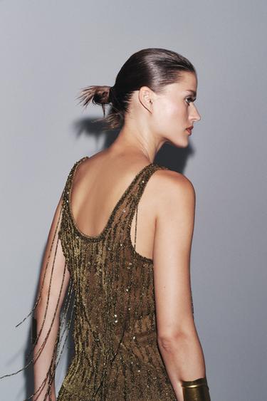 ZW COLLECTION BEADED TOP - Golden by Zara