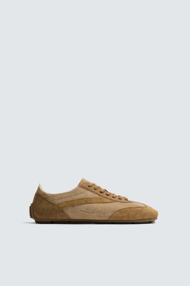 LEATHER TRAINERS - Sand Brown by Zara