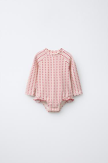 1-6 YEARS / HEART PRINT SWIMSUIT - Red by Zara