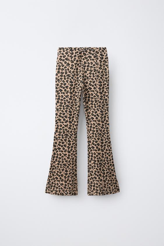 FLARED RIBBED LEGGINGS - Leopard by Zara - Image 0