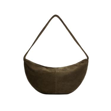 LEATHER SHOULDER BAG - Khaki Green by Zara